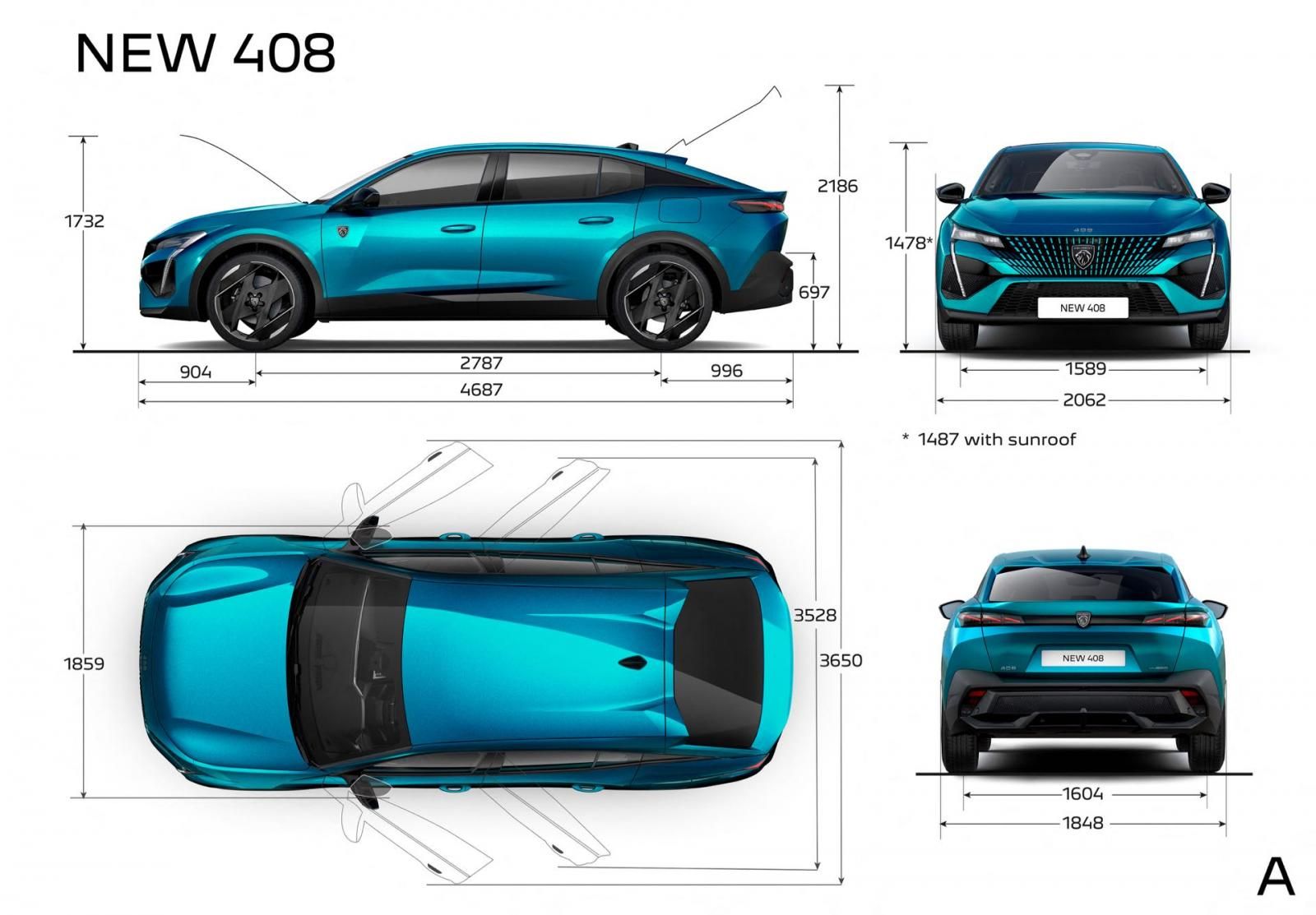 Peugeot 408 dimensioni esterne