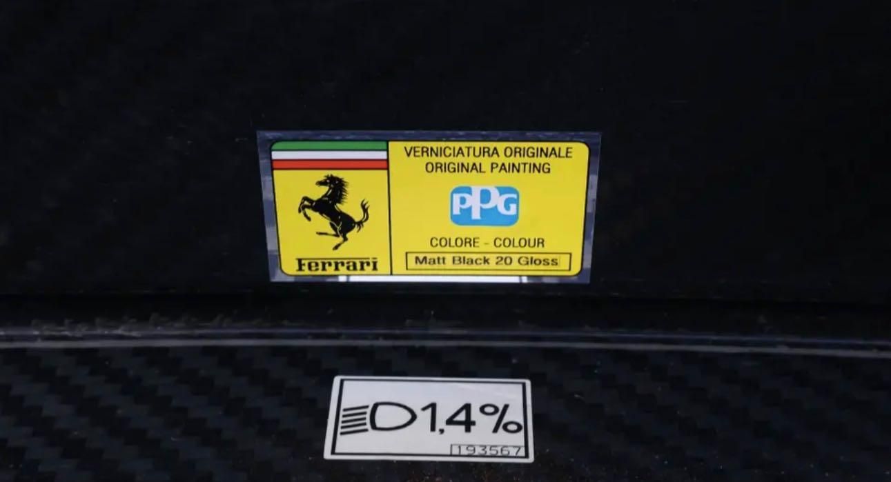 Ferrari Enzo nera opaca RM Sotheby's auction Brunei targhetta vernice