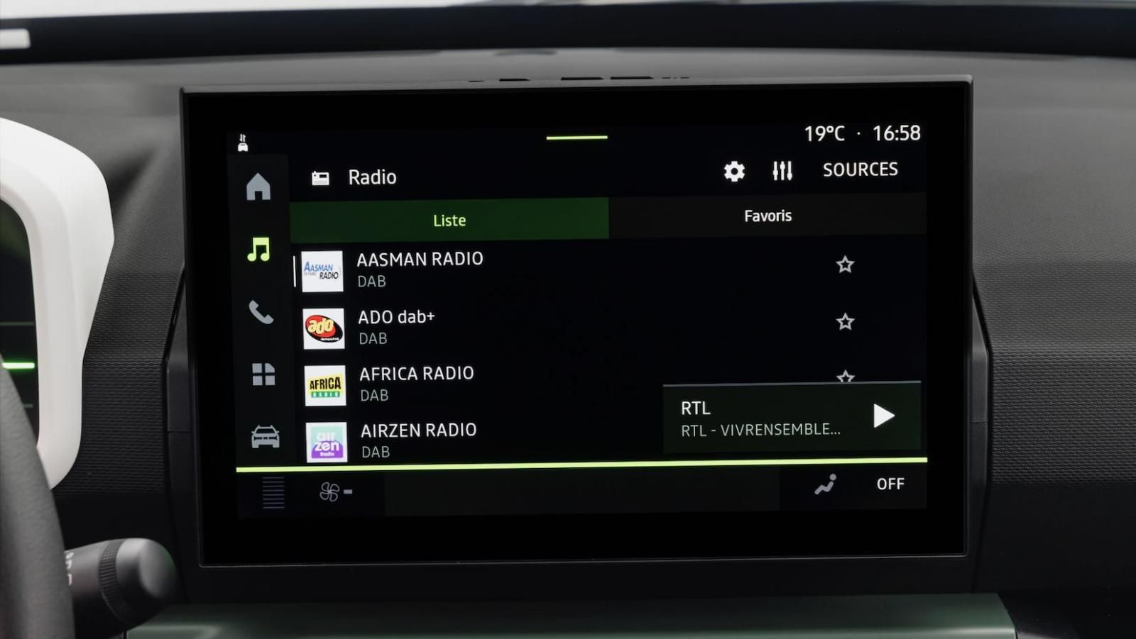 Nuova dacia Spring, il display dell'infotainmet